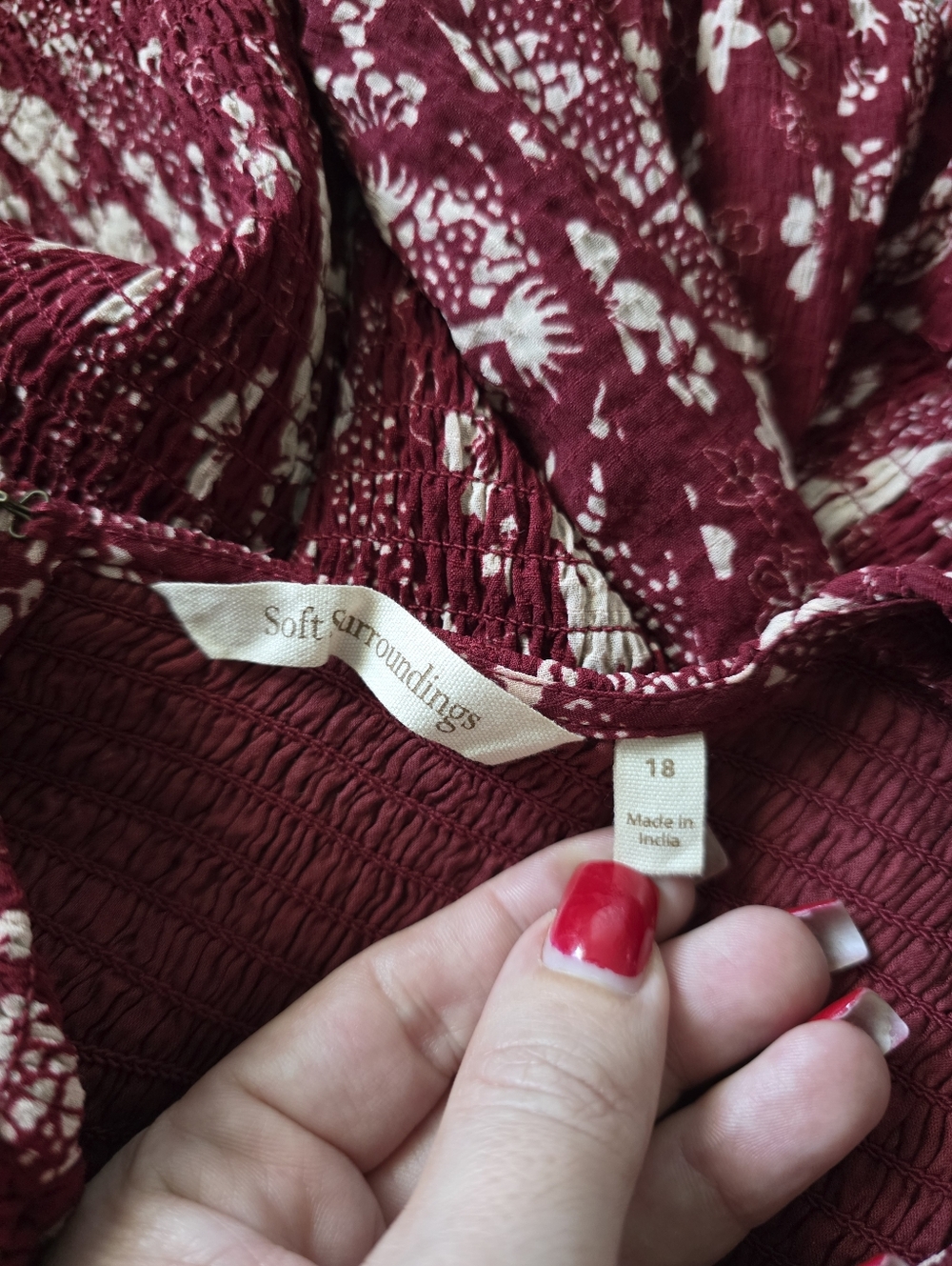 Soft Surroundings Marlais Bohemian Smocked Maxi Dress Sun Dried - Picture 6 of 8